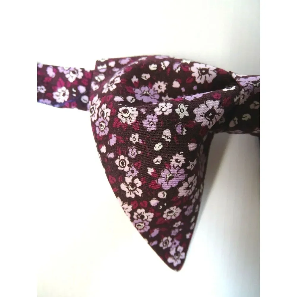 NEW Handmade Vintage style Bow tie 70`s Floral Burgundy Wedding prom Gift 4‎ Him